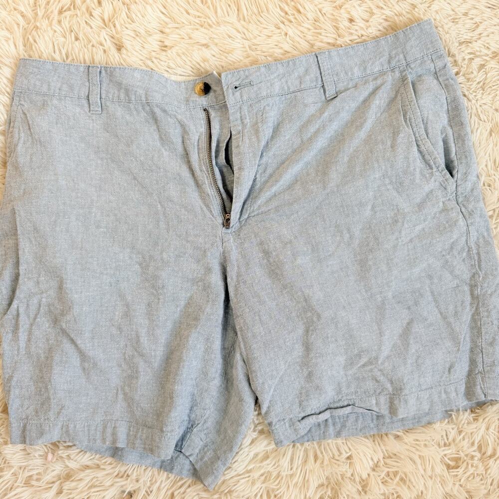 Men’s Even Tide Light Blue Flat Front Chino Casual Golf Shorts Size 38